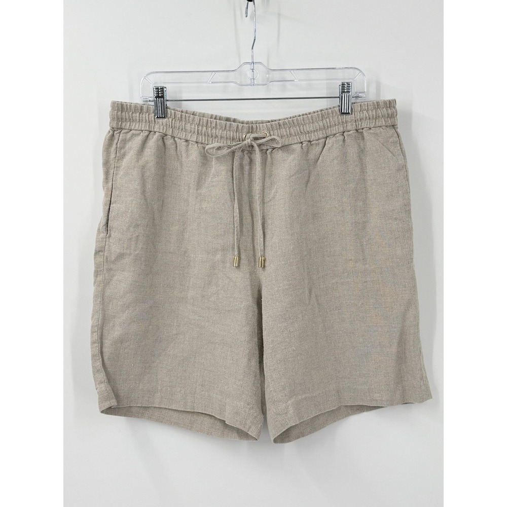 Michael Kors 100% Linen Shorts Womens sz 14 Beige Vacation Resort Coastal Beach